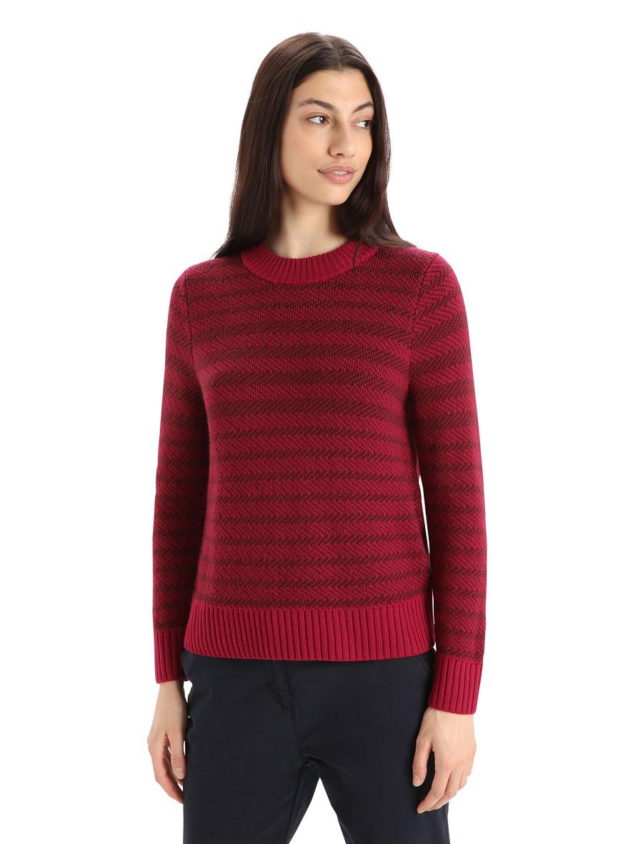 Cherry / Espresso Icebreaker Merino Waypoint Crewe Women\'s Sweaters | AU 1625EBCX